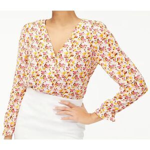 J Crew V-Neck Floral Button Down Shirt Size XL